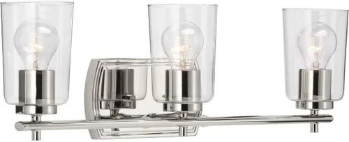 Miniatura 20 de Progress Lighting Adley Collection - Lámpara de tocador de baño tradicional con 3 luces, de cristal transparente, color negro mate, 7-5/8 x 23 Mate