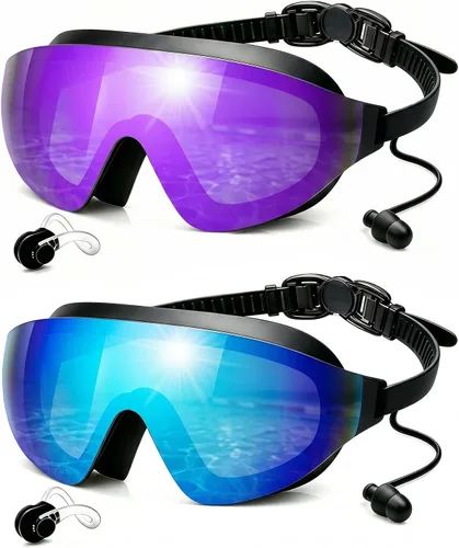 Miniatura 11 de Swim Goggles 2 Pack, Anti Fog&UV Rimless Wide View Gradient Swimming Goggles for Adult, No Leak for Men Women Beach