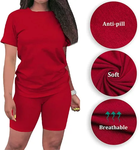 Miniatura 2 de Conjunto corto de verano para mujer, conjunto de 2 piezas, pantalones cortos ajustados, conjunto casual de verano