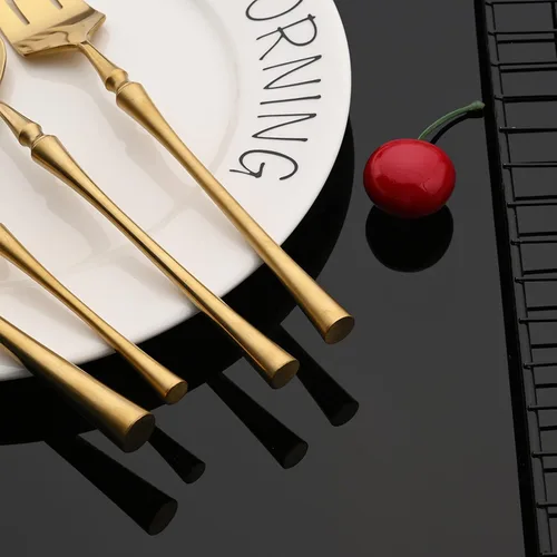 Miniatura 5 de JASHII Juego de cubiertos mate de 8 piezas de acero inoxidable 304 con acabado satinado con mango de cintura pequeño, juego de cubiertos de servicio