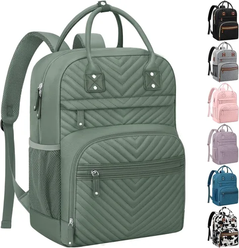 Miniatura 14 de Tenot Mochila de Pañales para Mujeres con Cambiador, Bolsa de Bebé con Bolsillos Aislados, Bolsas de Pañales Multifuncionales para Niña y Niño, Gris