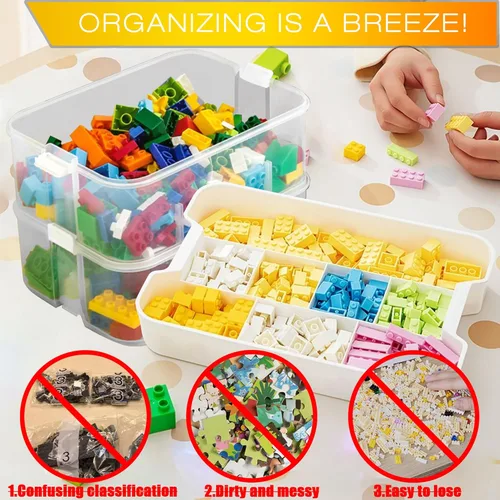 Miniatura 2 de Organizador de almacenamiento de juguetes para niños para bloques de construcción de Lego Caja contenedora transparente de bloques de construcción
