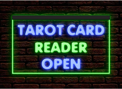 Miniatura 16 de 180087 Lector de cartas de tarot psíquico abierto tienda decoración ventana pantalla LED luz neón letrero (12 x 8 pulgadas, verde)