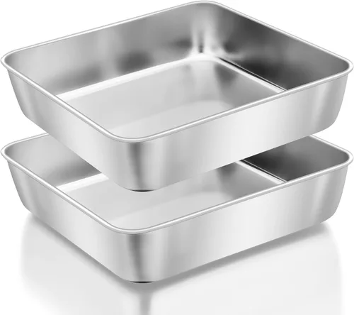 Miniatura 13 de Herogo Juego de 2 Moldes para Hornear Cuadrados de 8 x 8, Molde para Pastel Cuadrado Antiadherente para Horno, Juego de Utensilios para Hornear