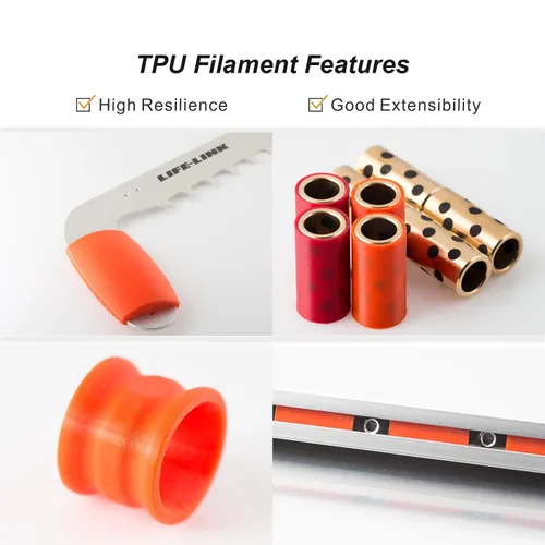 Miniatura 2 de Filamento TPU de 1.75mm, naranja flexible, bobina de 2.0lbs, precisión dimensional +/- 0.05mm, TPU blando 95A