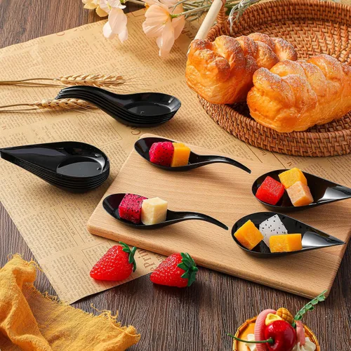 Miniatura 4 de Tessco - 400 mini cucharas de plástico para aperitivos de 4 pulgadas, platos desechables de degustación, cucharas de sopa asiática para salsas