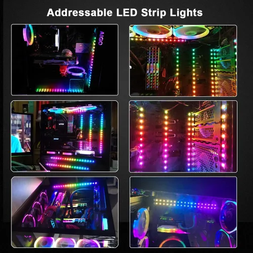 Miniatura 2 de Tira LED RGB direccionable para PC de Airgoo, 13.78 x 0.39 x 0.12 pulgadas con cubierta de silicona transparente, para cabecera argb de 5 V y 3
