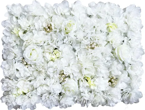 Miniatura 31 de Paneles de flores artificiales para decoración de pared, 6 piezas de rosas falsas, peonía, eucalipto, telón de fondo de pared de rosas para fiesta 6