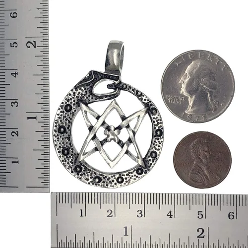 Miniatura 4 de Celtic VIking Jewelry Ouroboros unicursal Dragón Serpent Naga Bakunawa Pagan Peltre Collar con colgante para hombre de buena suerte amuleto