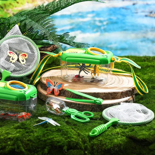 Miniatura 4 de Halloscume 4 juegos de atrapasueños para niños, estudiantes, kit de captura de insectos coleccionista de insectos con casa, red de mariposas