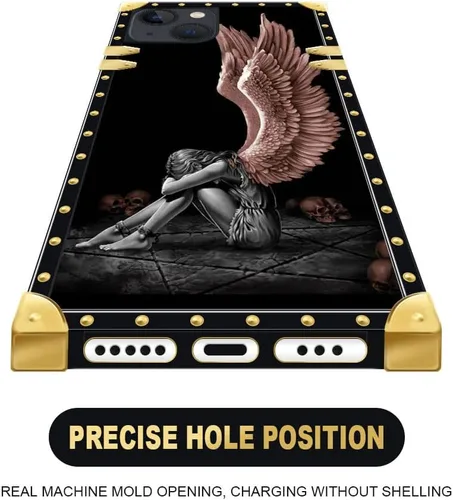 Miniatura 2 de DAIZAG Funda compatible con iPhone 14 Pro Max, funda de Angel Wings Girl para iPhone 14 Pro Max, decoración de metal de TPU suave a prueba de golpes