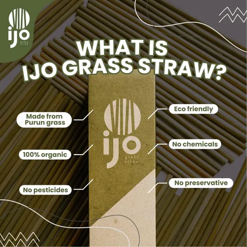 Miniatura 3 de IJO - Pajitas de césped 100% naturales, biodegradables, compostables, libres de plástico, pajitas ecológicas, paquete de 100