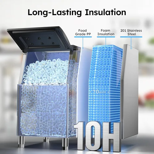 Miniatura 4 de Commercial Ice Machine 550LBS/24H,Storage 400LBS,Large Industrial Ice Maker,Ice Ready in 5-15min,with Self-Cleaning Mode,with Timing Function,30