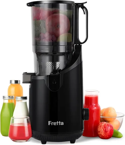 Miniatura 16 de Máquinas Exprimidoras de Prensa en Frío, Exprimidor de Masticación Lenta con Conducto de Alimentación Extra Grande de 5.3" que Cabe Frutas y Azul