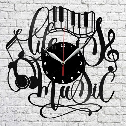 Life is Music - Reloj de pared de vinilo con registro LP, decoración del hogar, arte hecho a mano, regalo de personalidad (tamaño: 12 pulgadas,