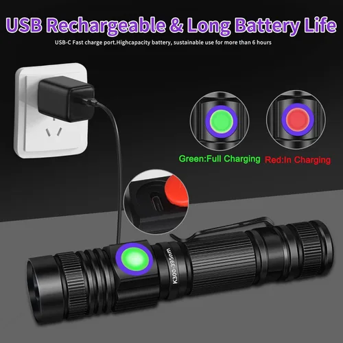 Miniatura 5 de Linterna de luz negra UV, mini lámpara de madera portátil USB - C recargable luz negra 395nm potente LED de mano linterna ultravioleta focalizable