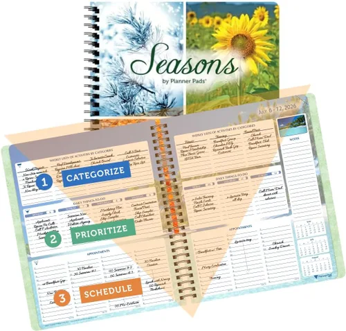 Miniatura 12 de Planner Pad Encuadernado en Espiral Octubre 2024 – Septiembre 2025 6 3/4" x 8 1/2" Organizador Mediano de 3 Niveles Funnel Down de 12 Meses