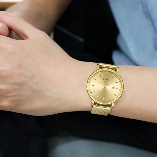 Miniatura 6 de BUREI - Reloj de pulsera analógico para hombre con fecha, extensible de malla de acero inoxidable