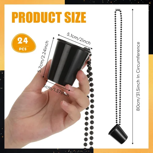Miniatura 2 de Dandat 24 piezas de chupito en collar de cuentas, accesorios de graduación, mini vasos de plástico desechables para fiesta de graduación, accesorios