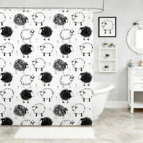 Miniatura 31 de Manfei Cortina de Ducha de Aguacate Lindo Estampado de Aguacate de Dibujos Animados Cortina de Baño para Niños y Niñas Tema de Frutas Cortina