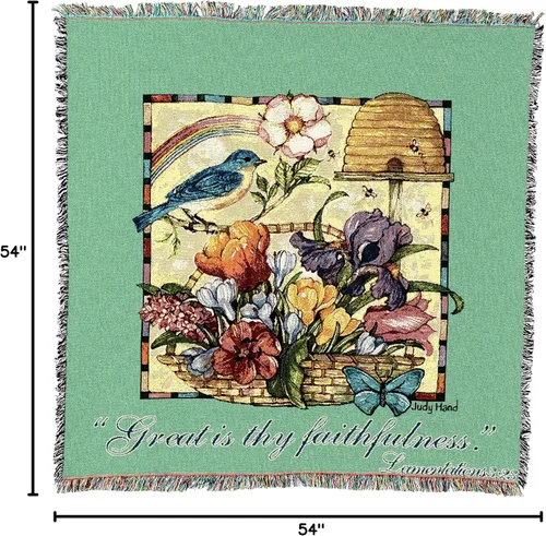 Miniatura 4 de Pure Country Weavers Great is Thy Faithfulness Blanket - Escrituras - Lamentaciones 3:23 - Tapiz cuadrado para regalo de regazo tejido de algodón