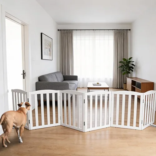 Miniatura 39 de Puerta para Perros Independiente para Interiores, Puerta para Perros Plegable, Puertas para Mascotas para Entradas, Escaleras o Pasillos, Puerta