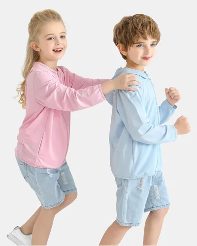 Miniatura 6 de Auranso Sudadera con capucha y cremallera para niños, UPF50+, protección solar, camisa refrescante