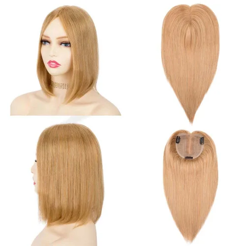 Miniatura 6 de originea Toppers de cabello humano 100% Remy con flequillo para mujer, base de seda, con clip, extensiones para adelgazar el cabello/cubierta