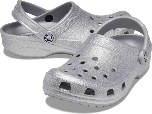 Miniatura 6 de Crocs Zuecos clásicos brillantes unisex para adultos zapatos metálicos y con purpurina Metálico