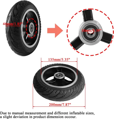 Miniatura 2 de 200x50 rueda de neumático sólido con ruedas de aleación de aluminio para scooter eléctrico, coche de equilibrio 8x2, rueda sólida a prueba