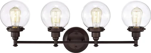 Miniatura 3 de Chloe Lighting Milo - Accesorio de tocador de baño de bronce aceitado de 4 luces de transición, 30 pulgadas de ancho