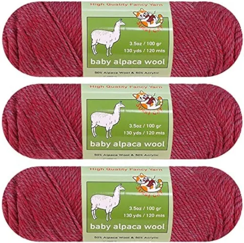 Miniatura 6 de Hilo de mezcla de lana de alpaca para bebé, peso esmerilado, 3 madejas (100 g/cada una) para arte, manualidades, crochet y tejer, marca premium 33