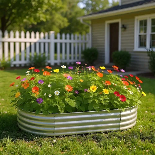 Miniatura 7 de PayLessHere Cama de jardín galvanizada de 6 x 3 x 1 pies, cama de jardín elevada para exteriores, verduras, flores, cama de jardín, caja de jardín