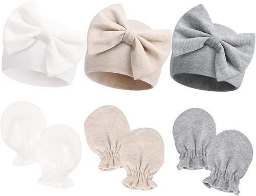 Conjunto de guantes de gorro para recién nacido, gorro para primavera, verano, otoño, invierno, sombreros para recién nacidos, algodón