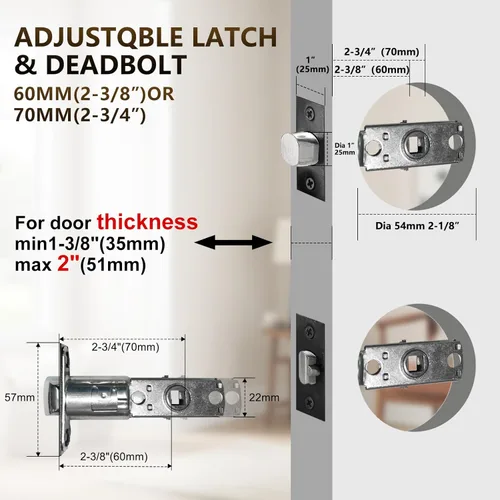 Miniatura 6 de NEWBANG Cerradura electrónica inteligente para puerta con teclado para una sola puerta, manija electrónica sin llave para puerta delantera con Negro