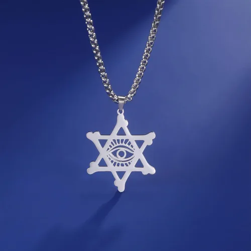 Miniatura 9 de EUEAVAN Collar con dije de estrella de David contra el mal de ojo de seis puntas con dije de estrella de David, hexagrama demoníaco religioso