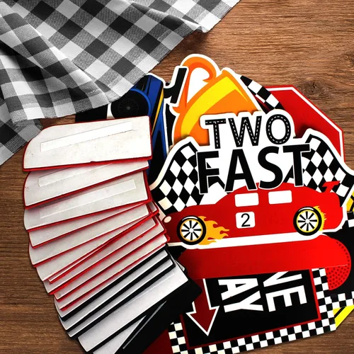 Miniatura 2 de LINGTEER Race Car Two Fast Birthday Table Honeycomb Centros de mesa – 9 piezas Let's Go Racing Happy 2nd Birthday Party Decoración de mesa