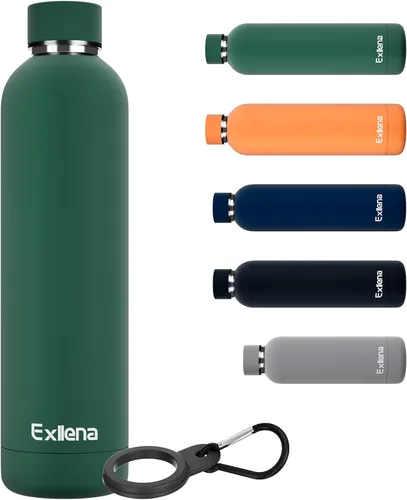 Miniatura 35 de Exllena Botella de agua pequeña de 12 onzas con clip, doble pared de acero inoxidable al vacío, pequeña botella de agua aislada que mantiene