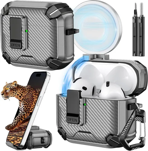 Miniatura 7 de Inesore for AirPods Pro 3 Case (2025) with Phone Stand Design, Compatible with MagSafe, Auto-Locking Case Cover for Air Pods Pro 3rd with Cleaning