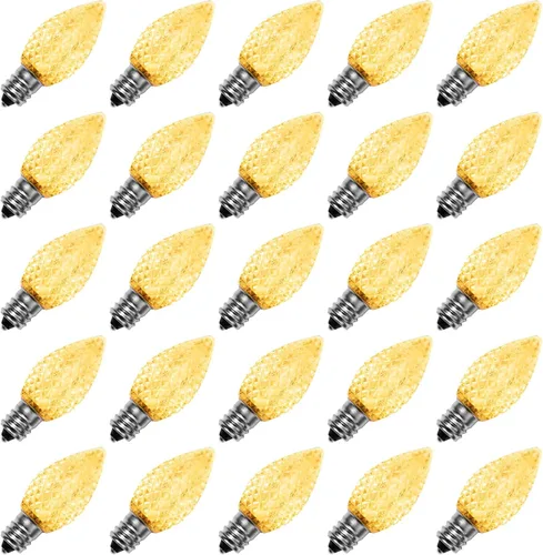 Miniatura 9 de Meconard Bombillas LED C7 de repuesto para Navidad, bombillas LED inastillables C7 para luces de Navidad para interiores y exteriores, base de Verde