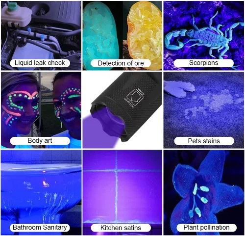 Miniatura 5 de Kit de Linterna de Luz Negra DaskFire, 2 en 1 LED UV 395nm con 500LM de Destacado, 4 Modos, Antorcha Ultravioleta para Detección de Orina