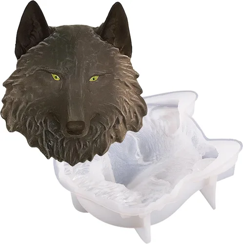 Moldes de silicona de animales, moldes de resina de cabeza de lobo, moldes de silicona epoxi para bricolaje de resina de escritorio de pared,