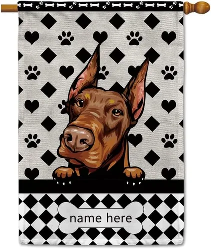 Miniatura 13 de Bandera personalizada de jardín para perro, lindo perro salchicha salchicha, lunares, búfalo, bandera a cuadros para decoración del hogar al aire