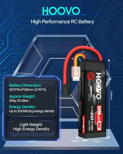 Miniatura 3 de HOOVO 3S LiPo Batería 11.1V 5200mAh 60C TR Plug Softcase RC Batería para RC Car RC Truck Avión Helicóptero Barco Carreras RC Hobby