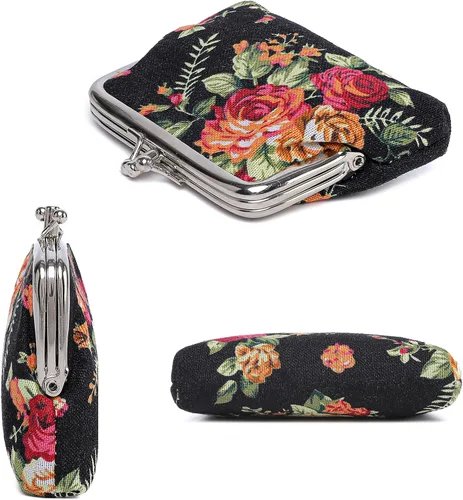 Miniatura 4 de Monedero con adorable diseño floral y hebilla, bolso vintage de cierre suave