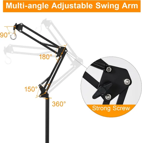 Miniatura 3 de Soporte para Lámpara de Reptiles Soporte de Luz para Reptiles (15.7 pulgadas a 74.3 pulgadas) con Brazo Oscilante Ajustable de 360°, Soporte
