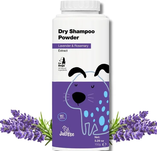 Champú seco en polvo para perros, sin agua, sin enjuague, control de olores para perros malolientes, champú desodorizante natural sin talco, aroma a
