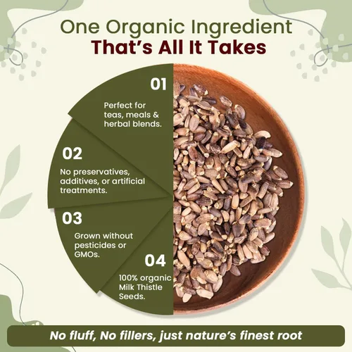 Miniatura 6 de Organic Way Semillas enteras de cardo mariano (Silybum marianum) - Té de hierbas Cosecha silvestre europea, certificado orgánico y kosher, vegano