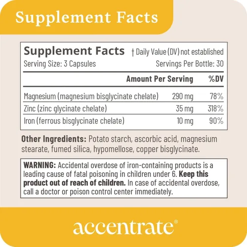 Miniatura 5 de Accentrate Minerals 110 - Nutrición preparada para el cerebro para adolescentes y adultos - Magnesio quelado, zinc, hierro - Suplemento mineral