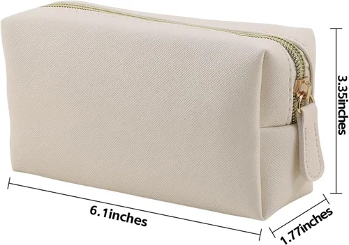 Miniatura 2 de Bolsa de maquillaje de cuero Apooliy para bolso de viaje, organizador de cosméticos portátil pequeño para mujeres y niñas, bolsa de maquillaje
